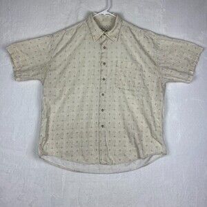 Crossings Shirt Mens Extra Large Beige Button Front Short Sleeve Casual